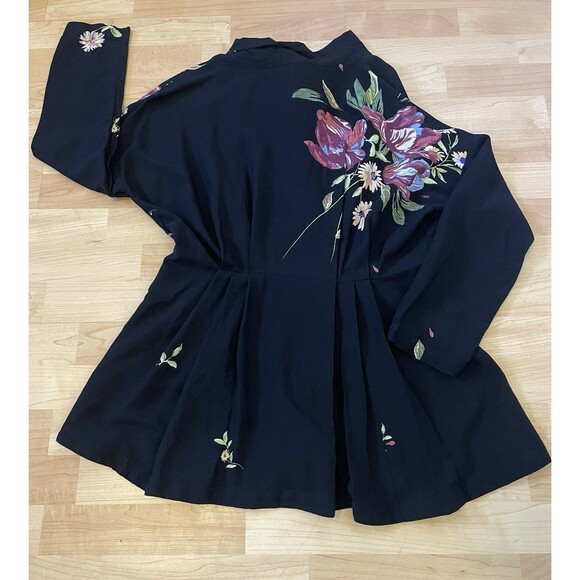 Free People Gemma Black Floral Mini Dress Size Medium - Picture 2 of 11